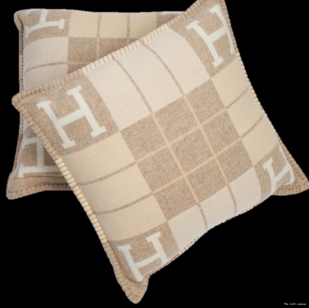HERMES WOOL PILLOW THROW STRIPE 0801